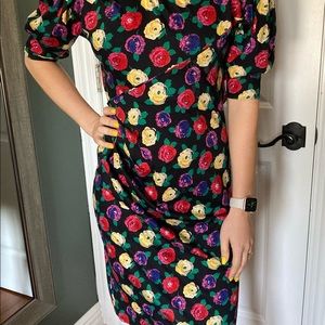 UNGARO Ter Vintage Multi Floral Midi Dress
